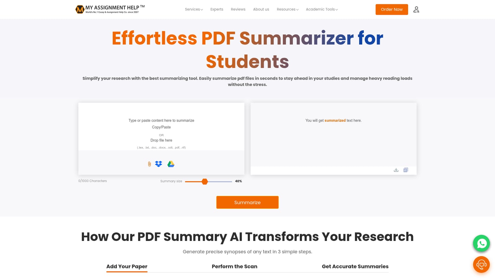 My Assignment Help — Open the summarizer