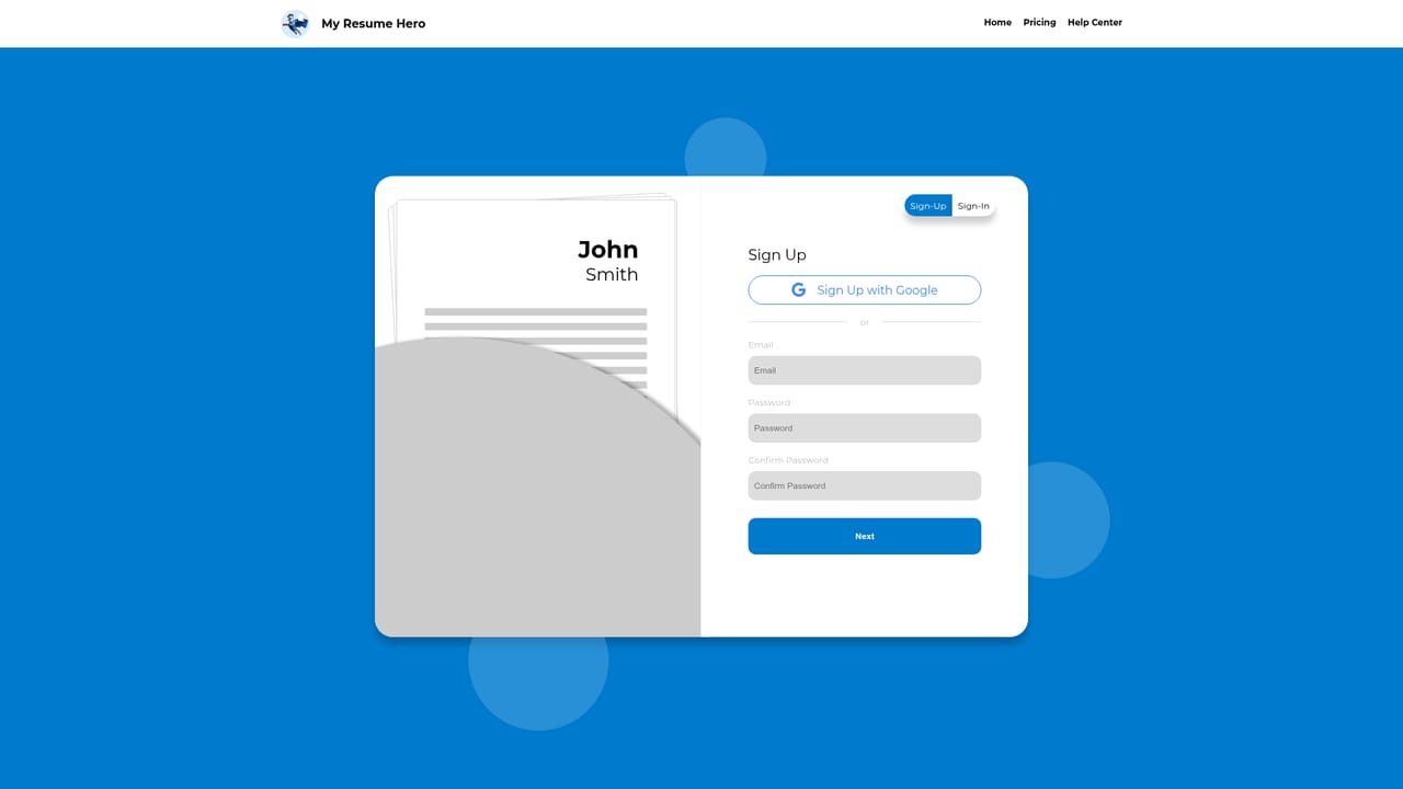 My Resume Hero — Create your account