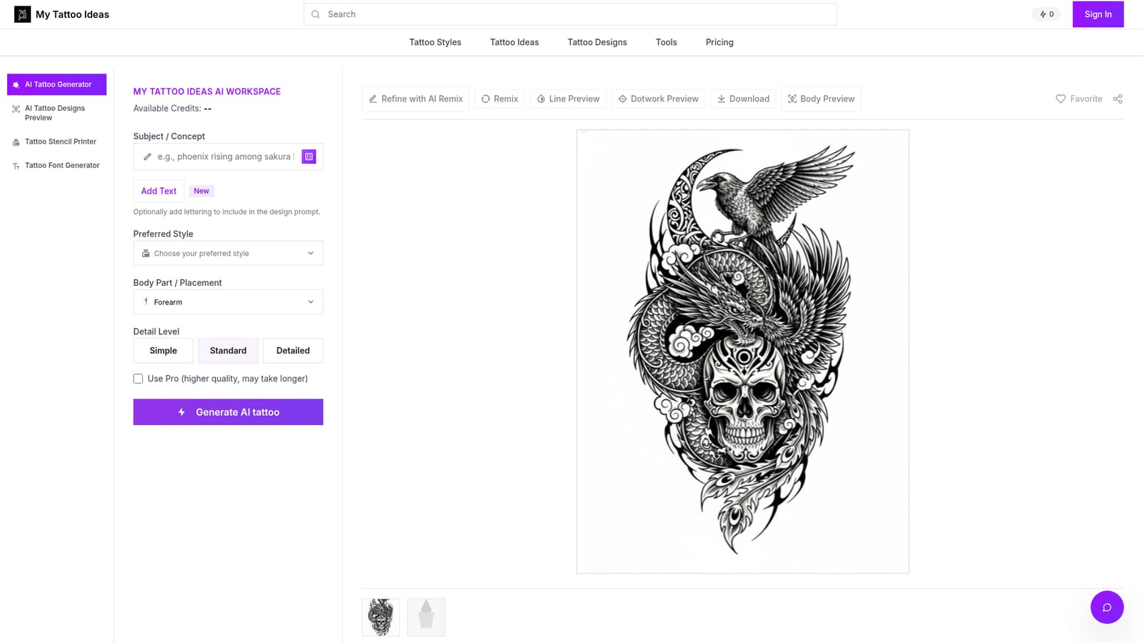 My Tattoo Ideas — Open the studio and claim credits