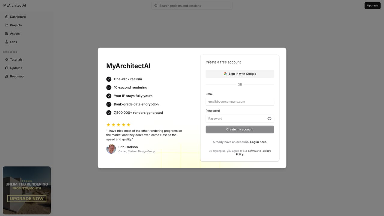 MyArchitectAI — Create your free account