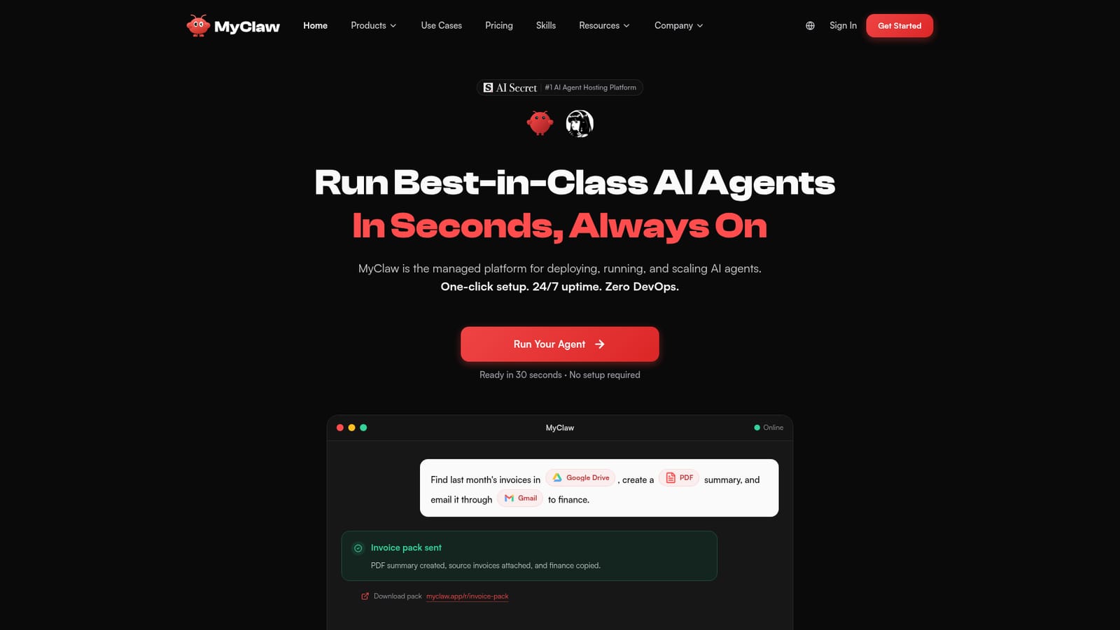 MyClaw.ai — Pick an agent from the catalogue