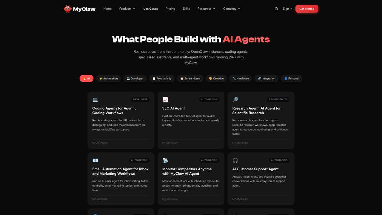 MyClaw.ai — Review real workflows for ideas