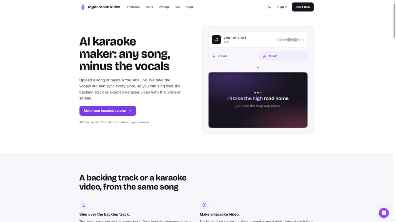 MyKaraoke Video — Create an account and collect your free credits