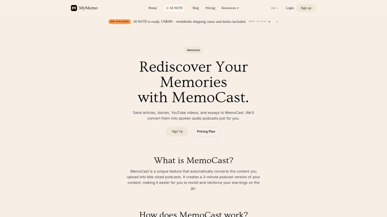 MyMemo — Turn saved reading into a podcast