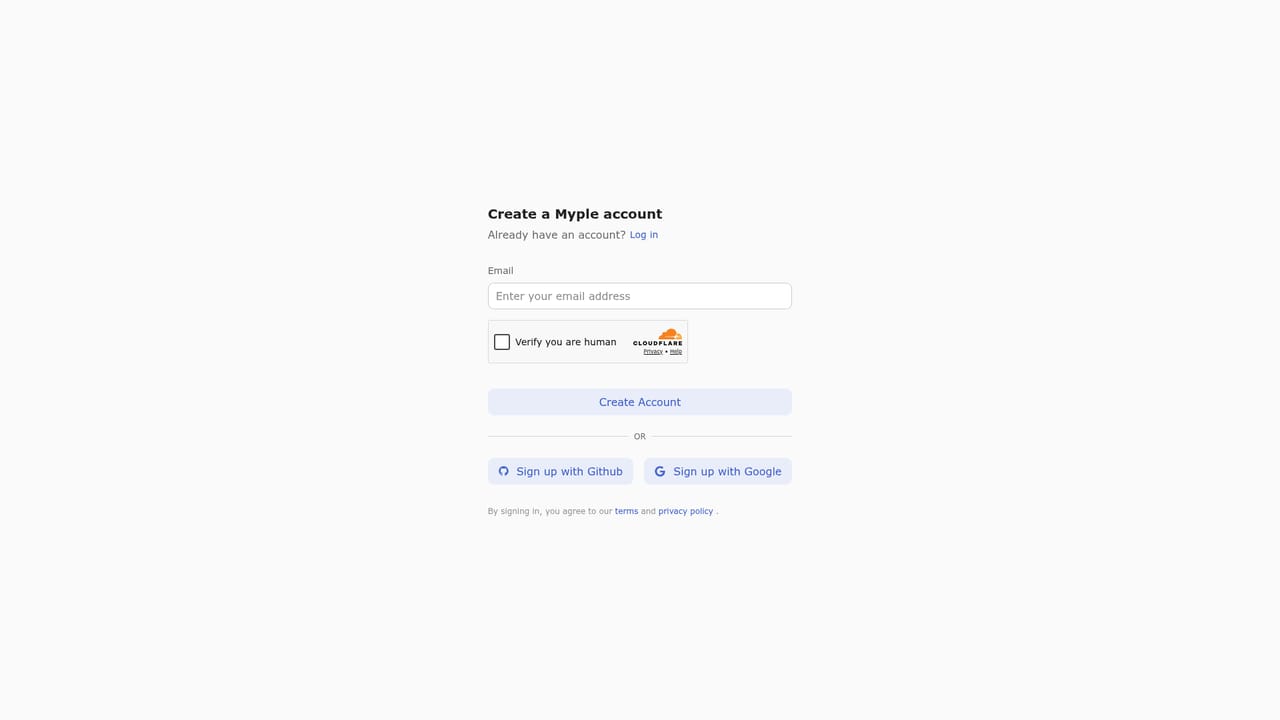 Myple — Create your account and deploy