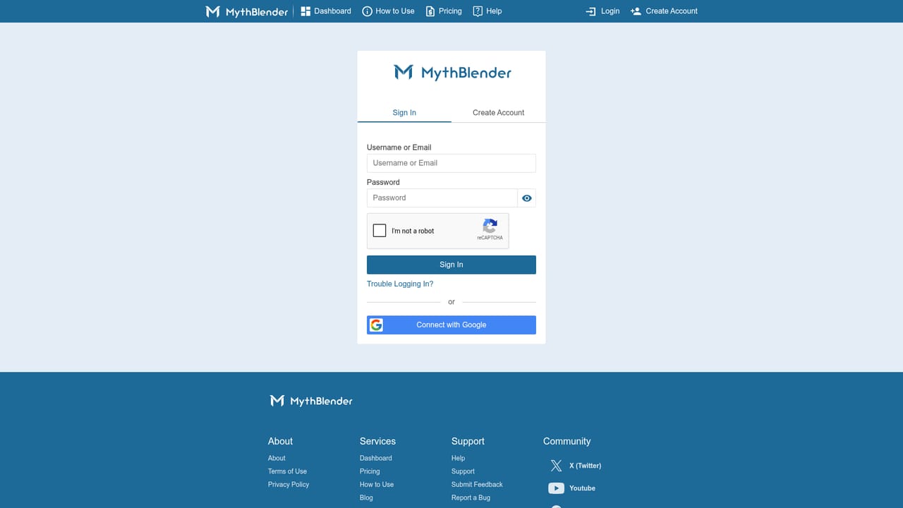 MythBlender — Pick a mode on the dashboard