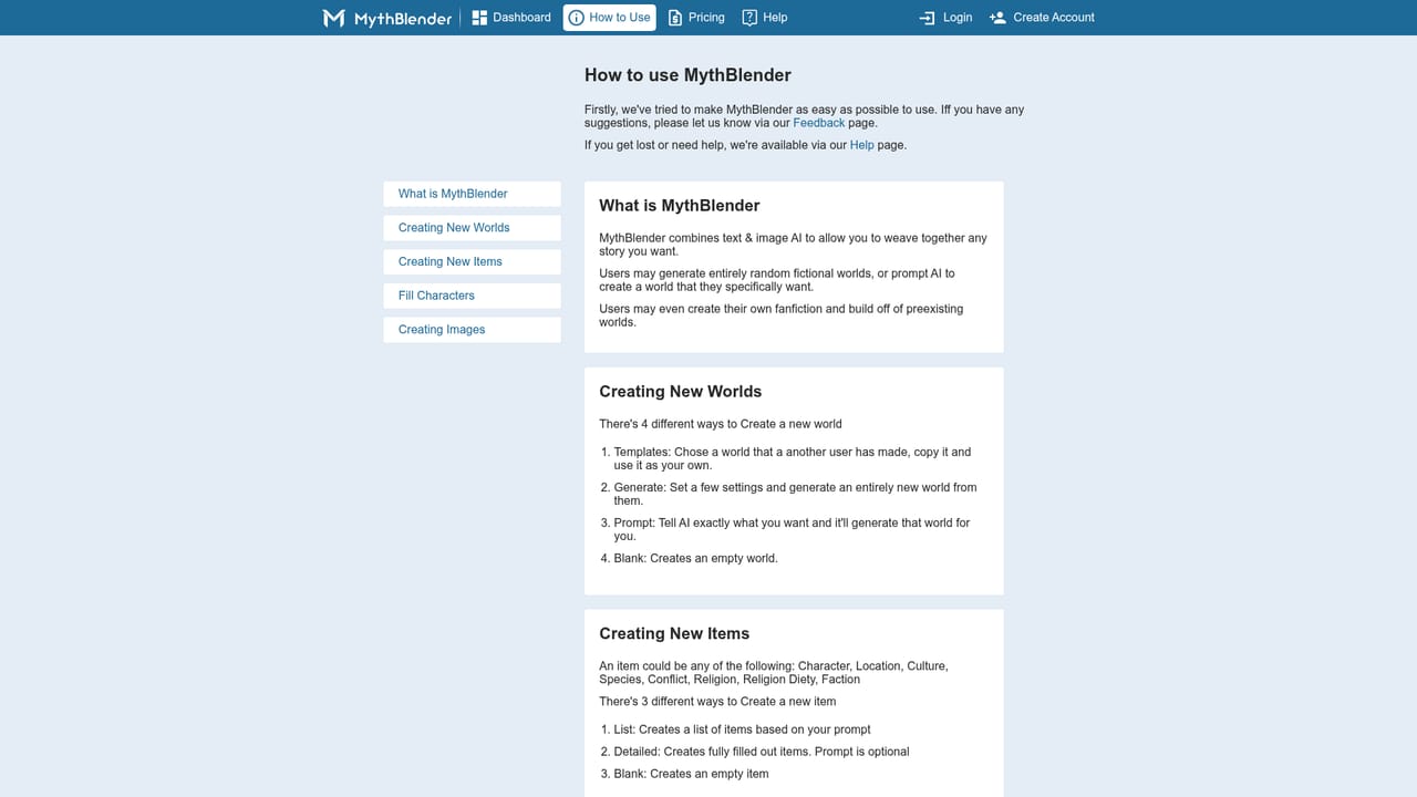 MythBlender — Configure the world or story