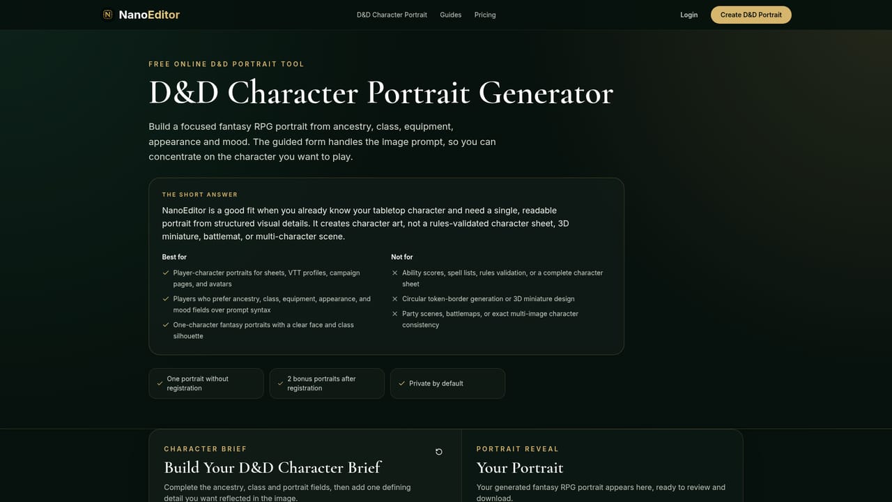 NanoEditor — Open the character portrait generator