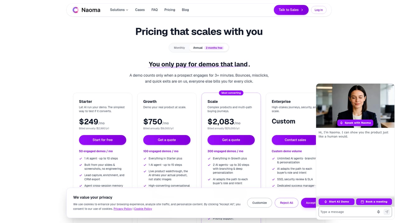 Naoma AI — Review pricing and plan options