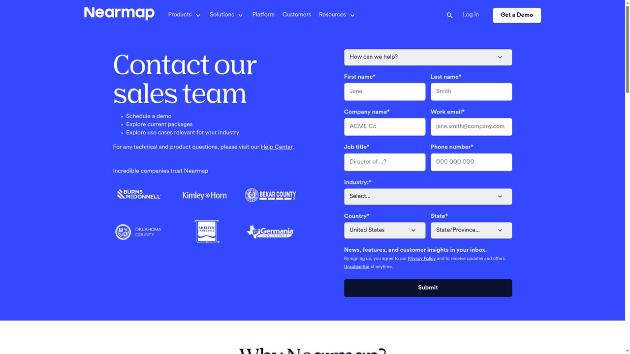 Nearmap — Request a walkthrough through sales