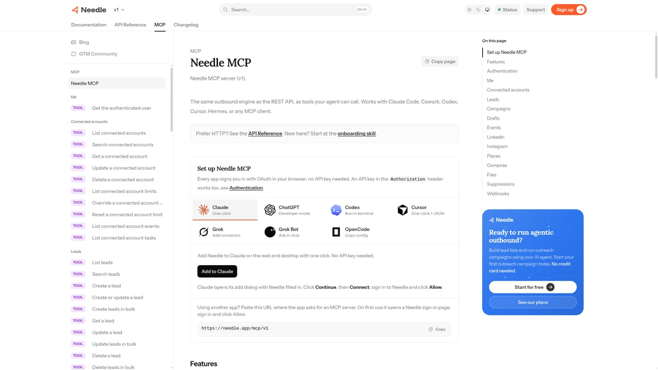 Needle — Connect Needle to your agent over MCP