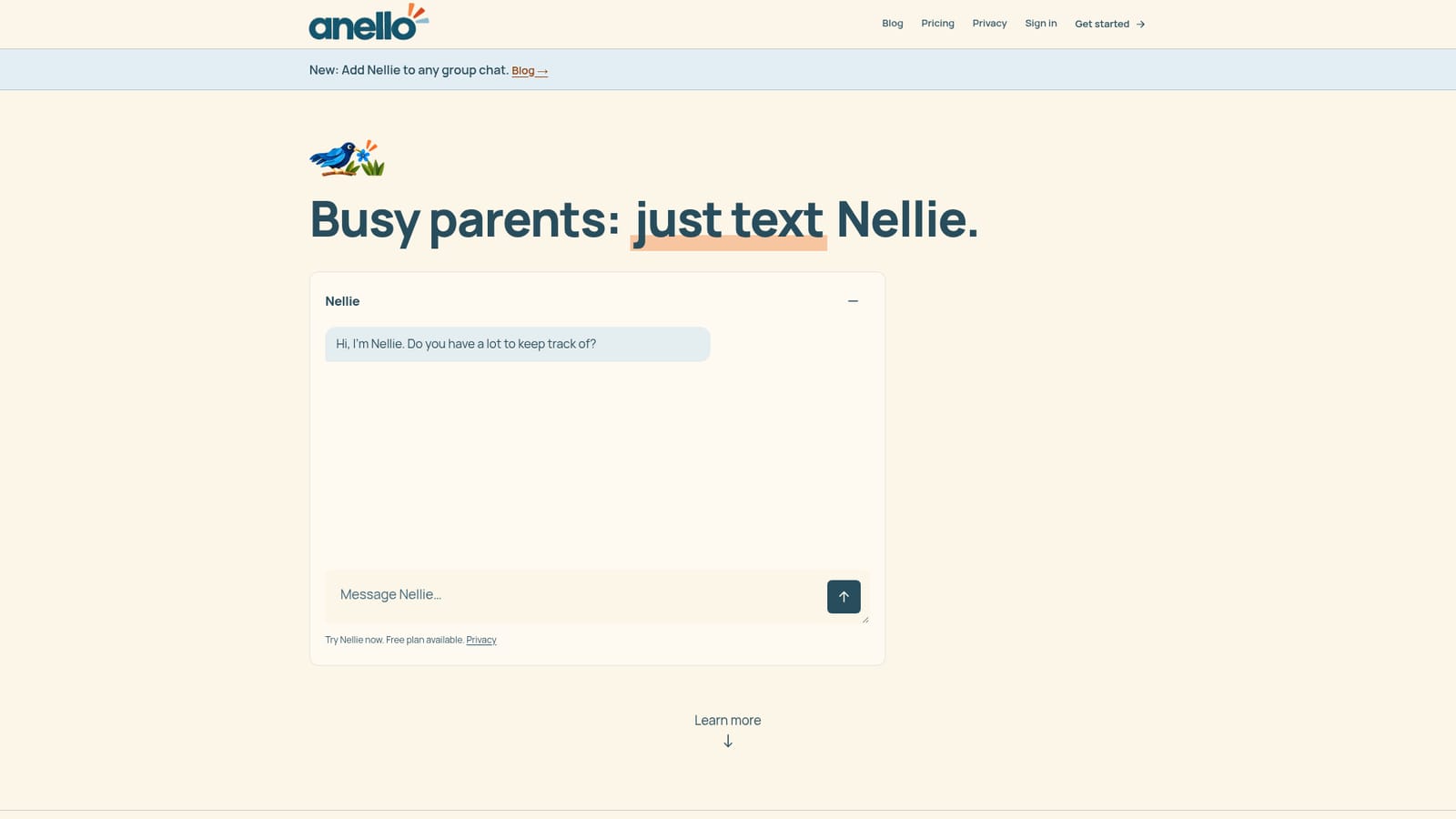 Nellie by Anello — Text Nellie to open the conversation