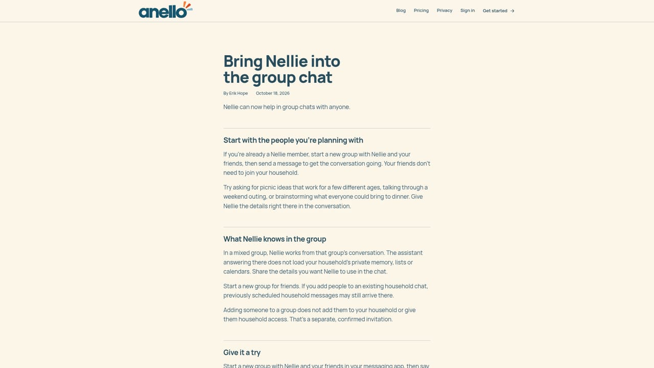 Nellie by Anello — Add Nellie to a group chat