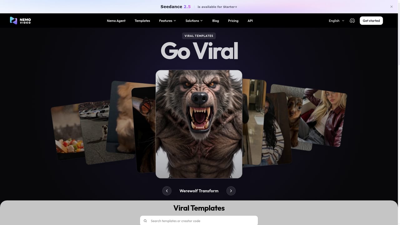 NemoVideo — Browse templates by category