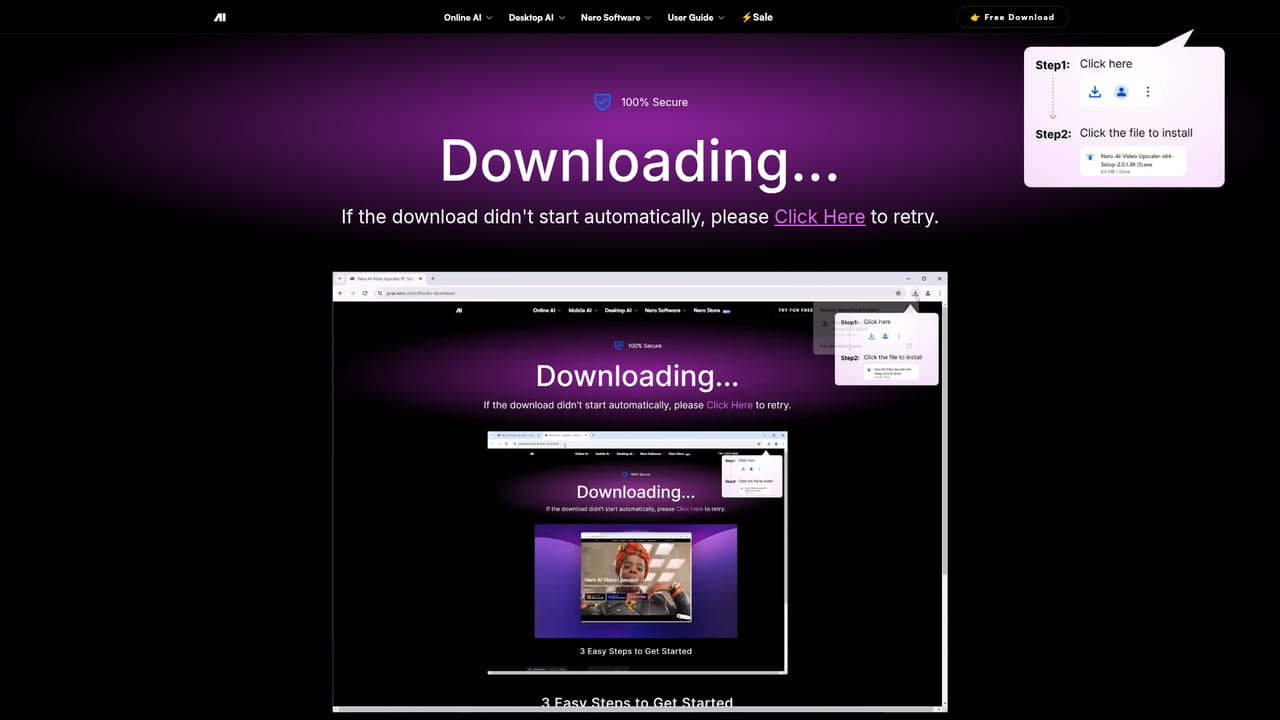 Nero AI Video Upscaler — Install the Windows application
