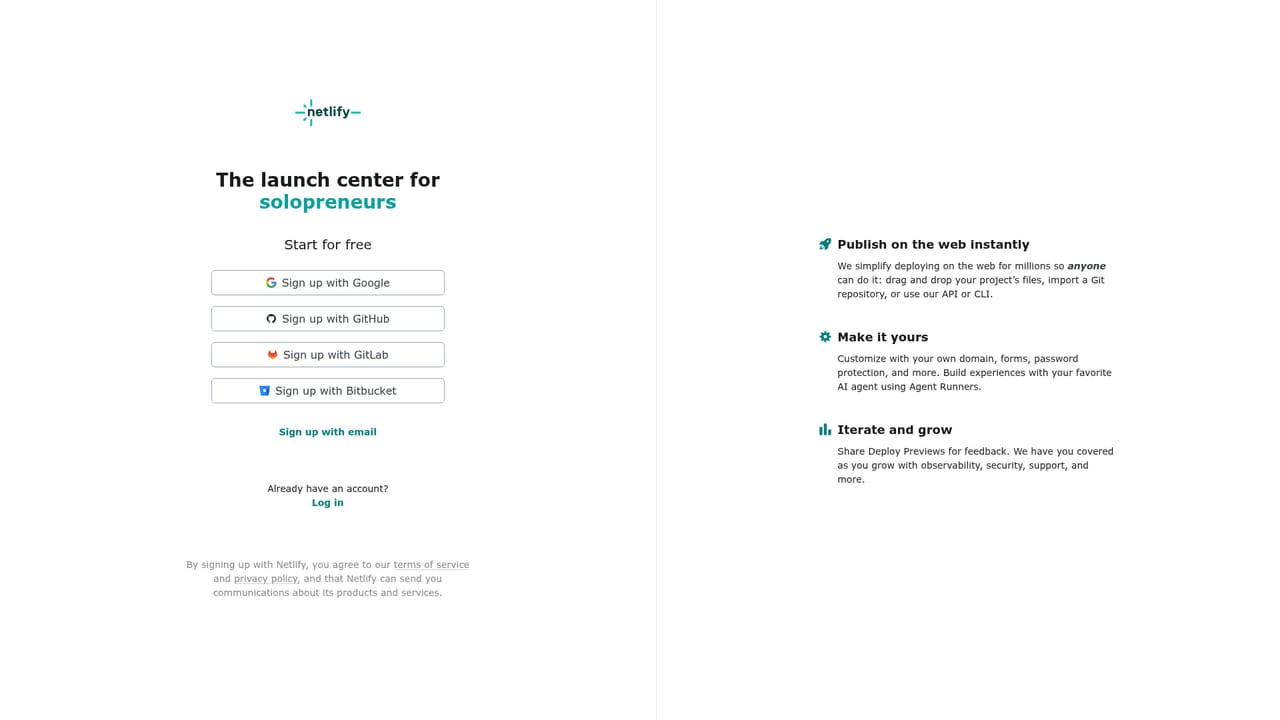 Netlify — Pick a starting path