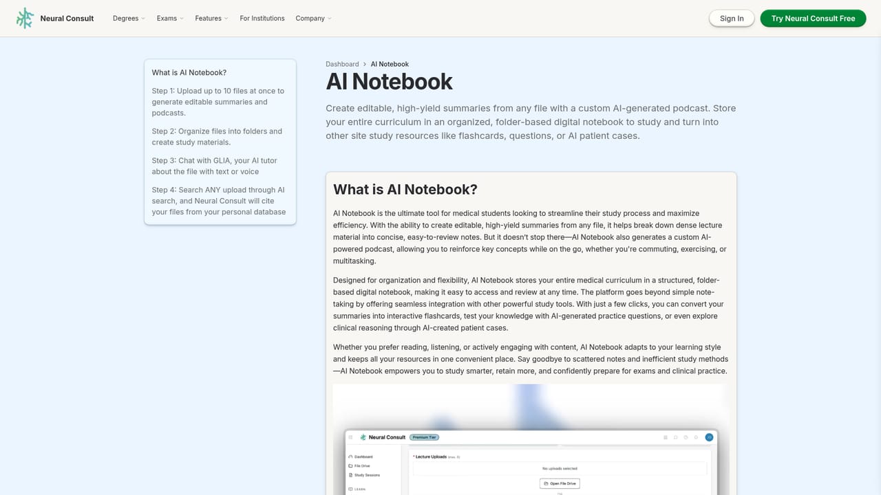 Neural Consult — Generate a summary, podcast and flashcards