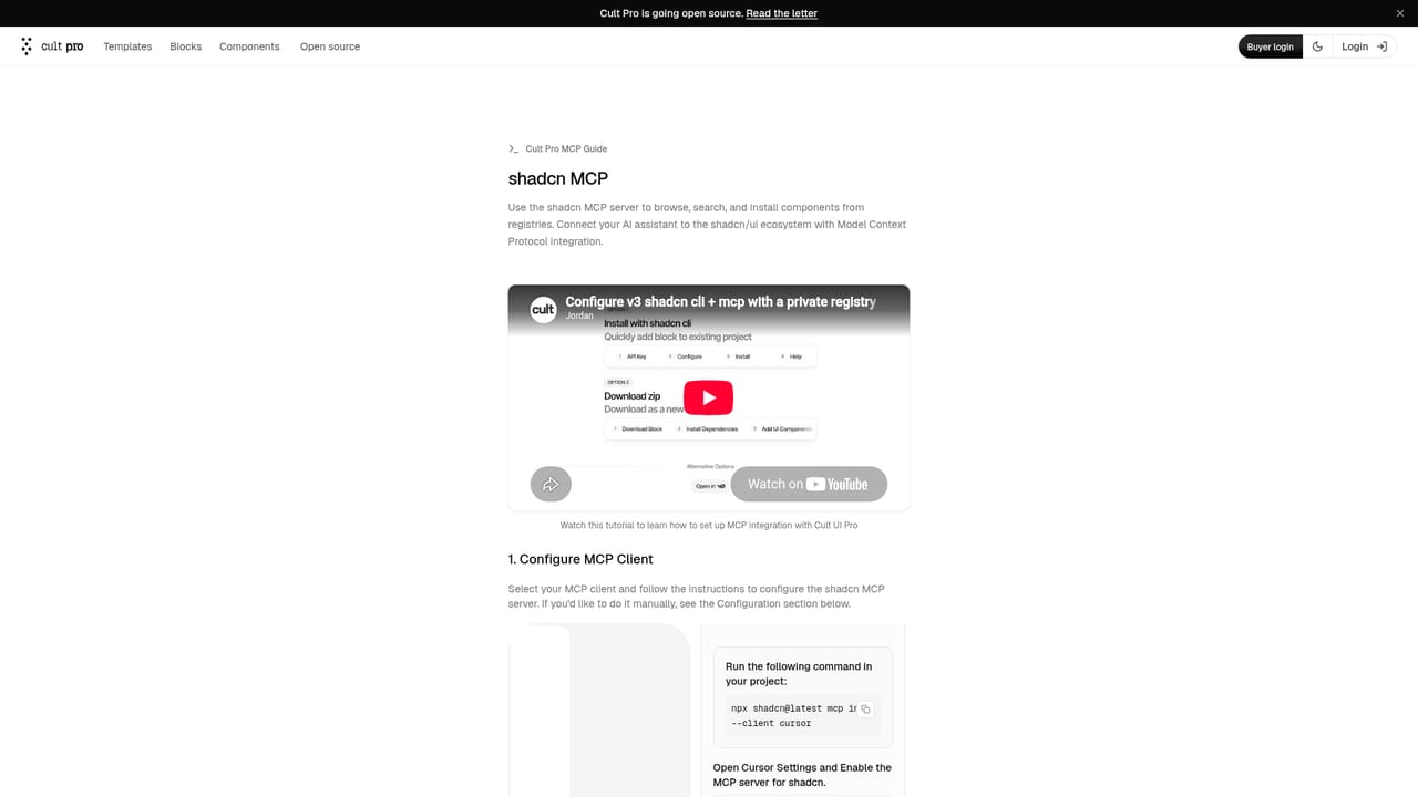 New Cult — Configure MCP for your coding agent