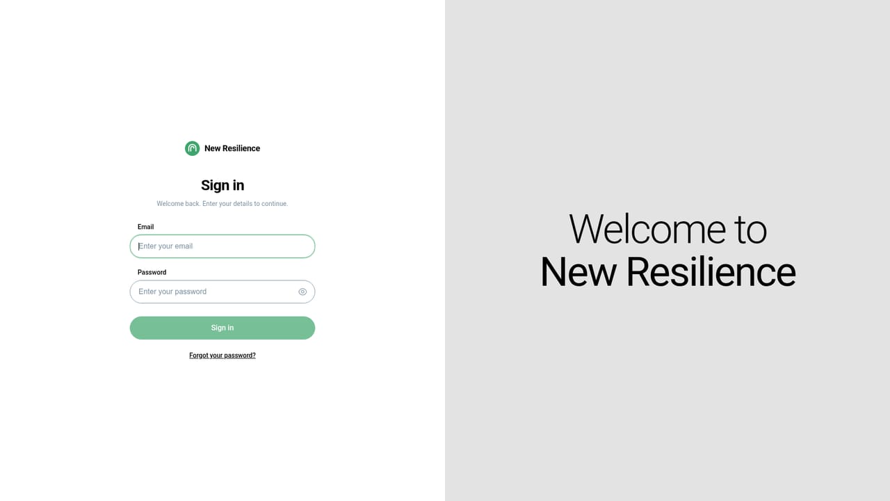 New Resilience — Train the team and sign in