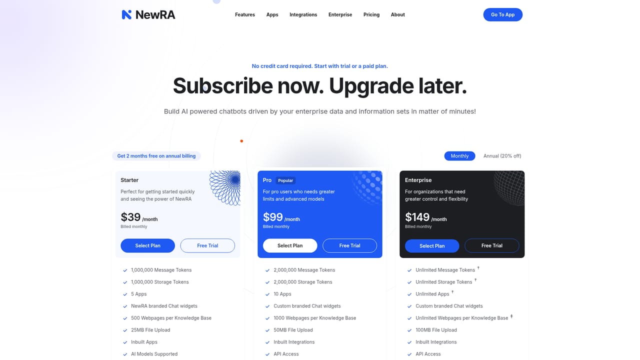 NewRA — Compare plans and upgrade