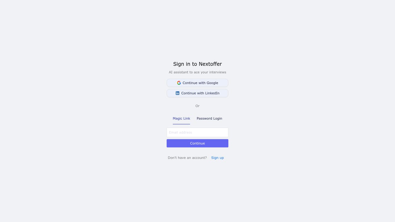 Nextoffer — Create an account and open the assistant