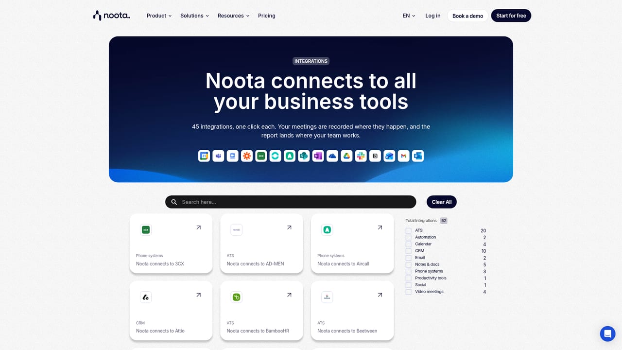 Noota — Connect your calendar and inbox