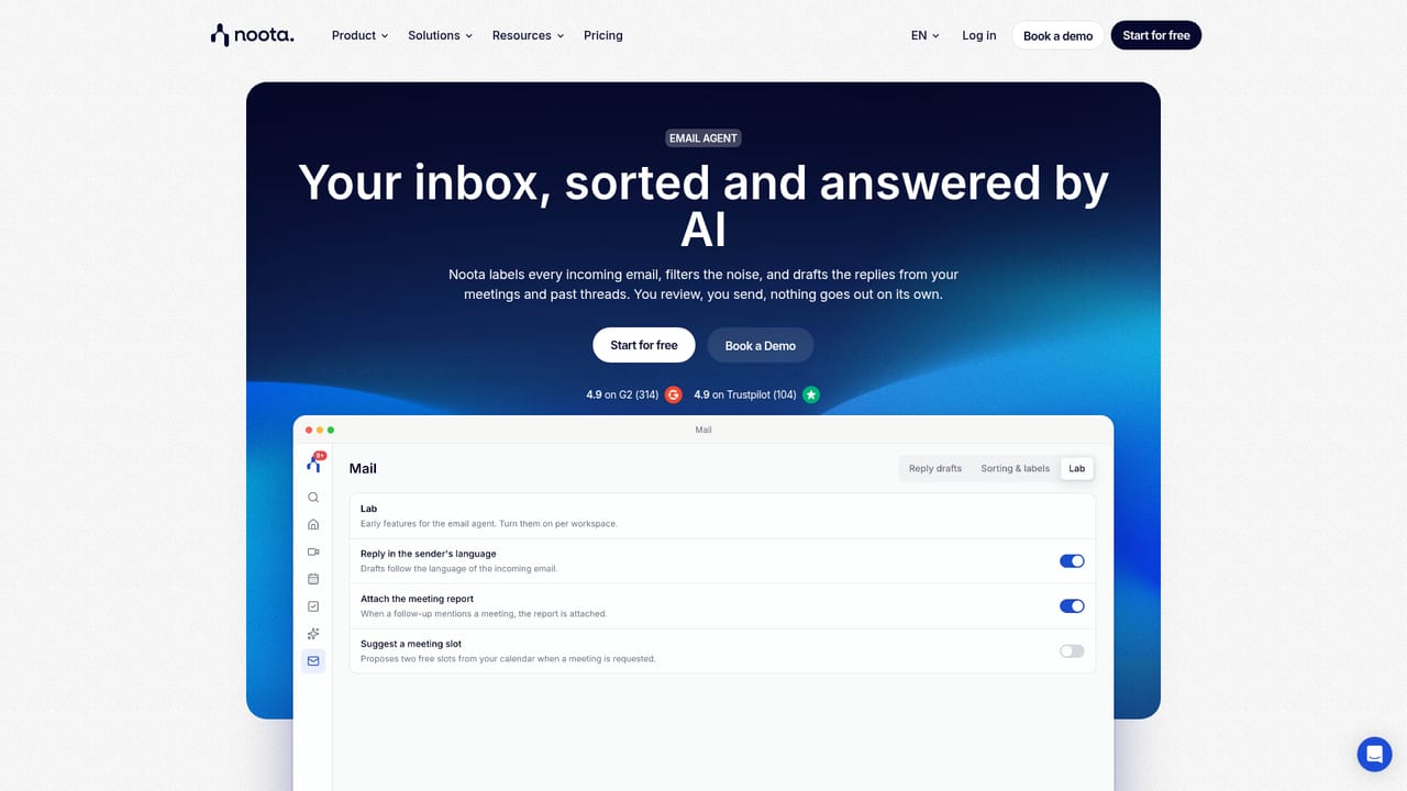 Noota — Set up the email agent