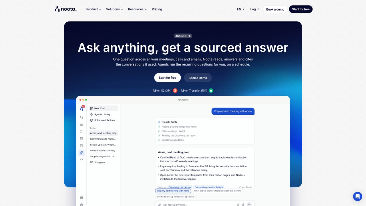 Noota — Ask Noota across meetings