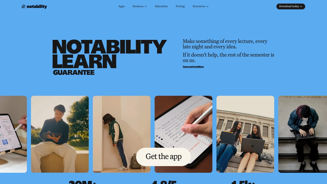 Notability — Check the Learn Guarantee terms if you are a student