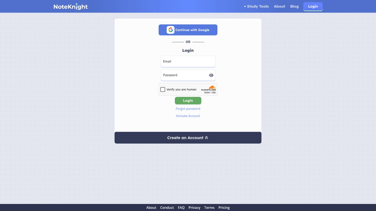 NoteKnight — Create your free account