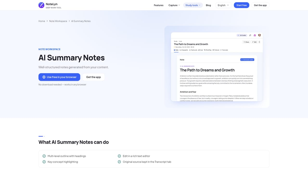 NoteLyn AI — Review the generated note
