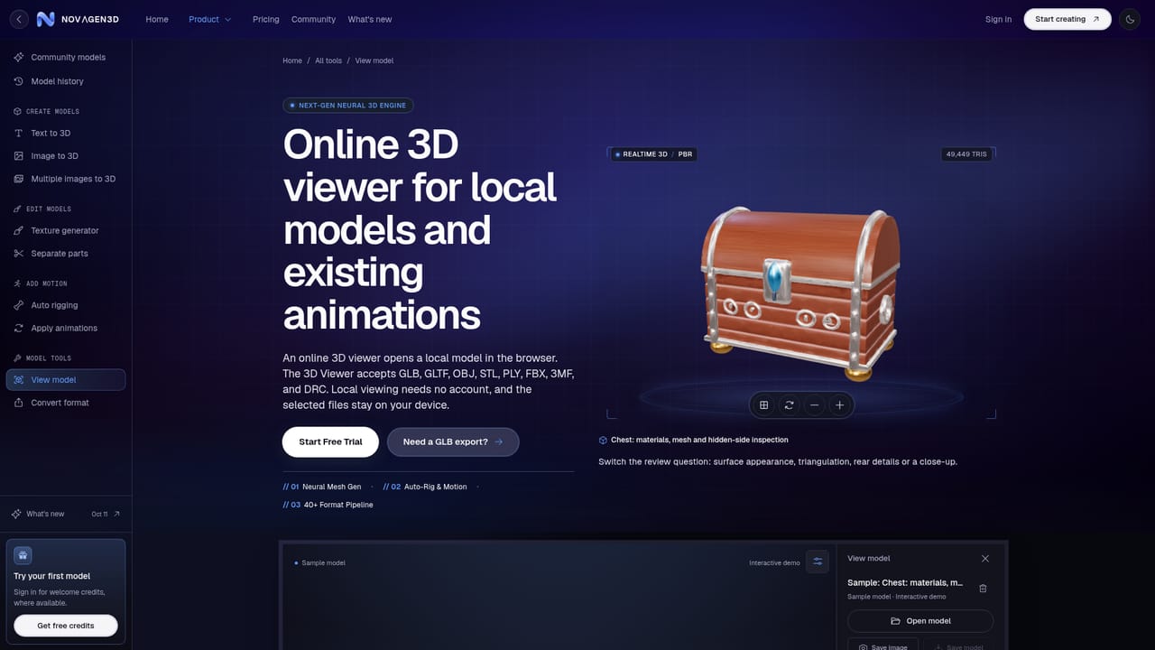 NovaGen3D — Inspect the returned GLB