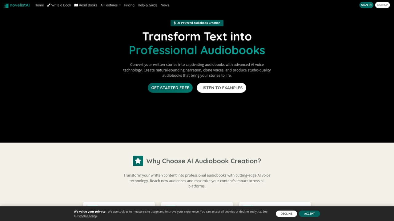 novelistAI — Convert the manuscript to audio