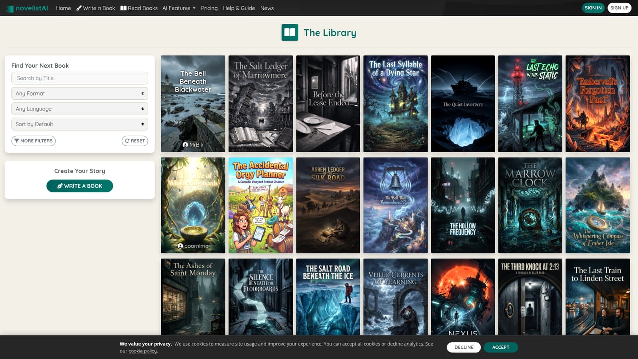 novelistAI — Publish to the library and read others