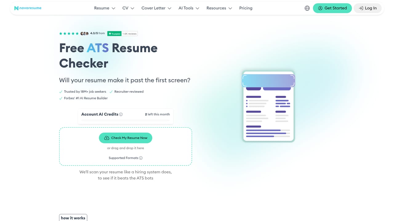 Novoresume — Check the resume against ATS rules