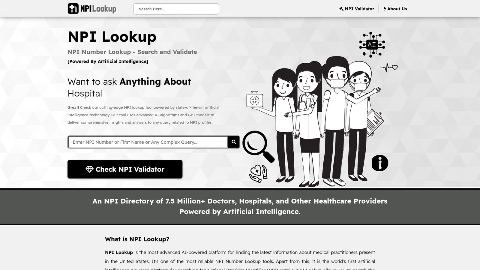 NPI Number Lookup — Open the lookup and choose your input