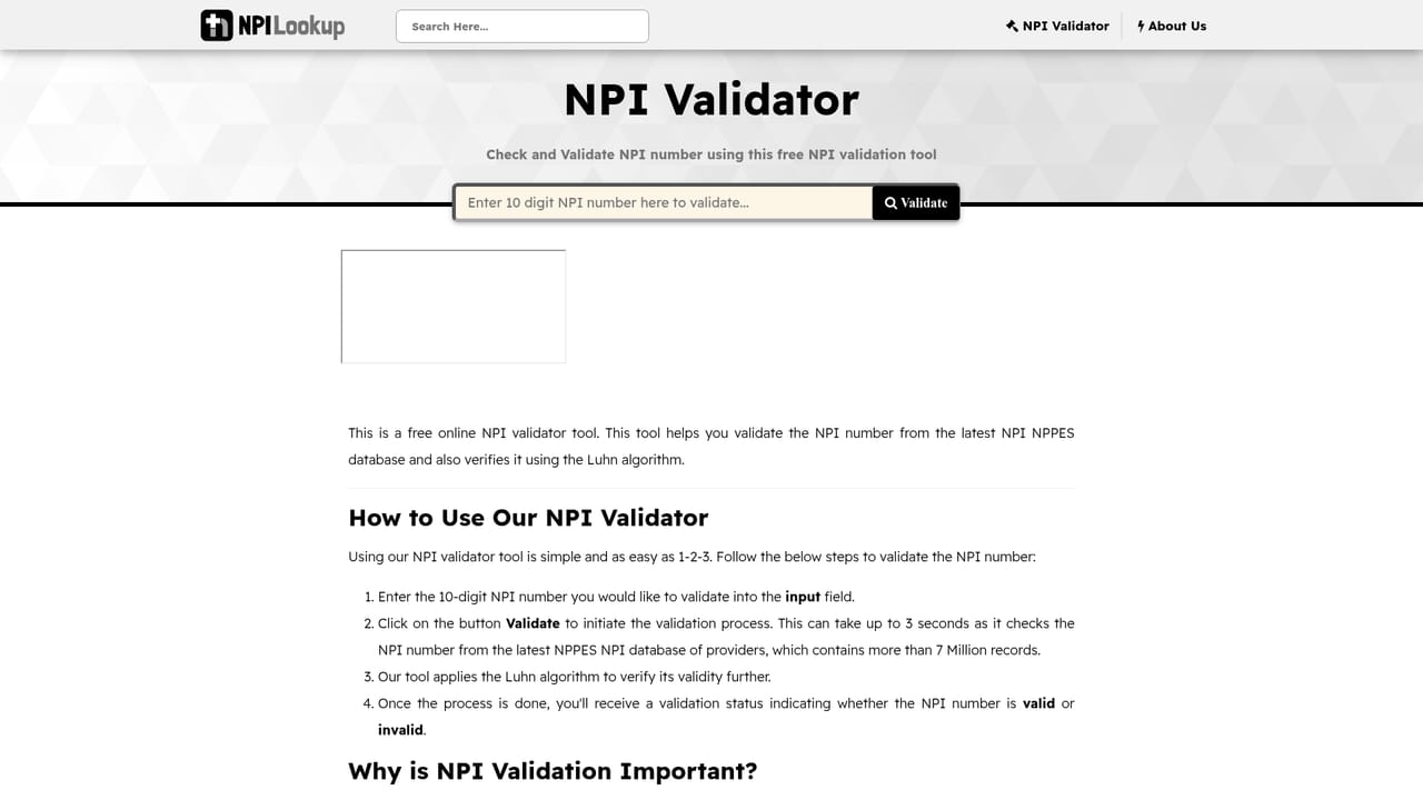 NPI Number Lookup — Validate the NPI number