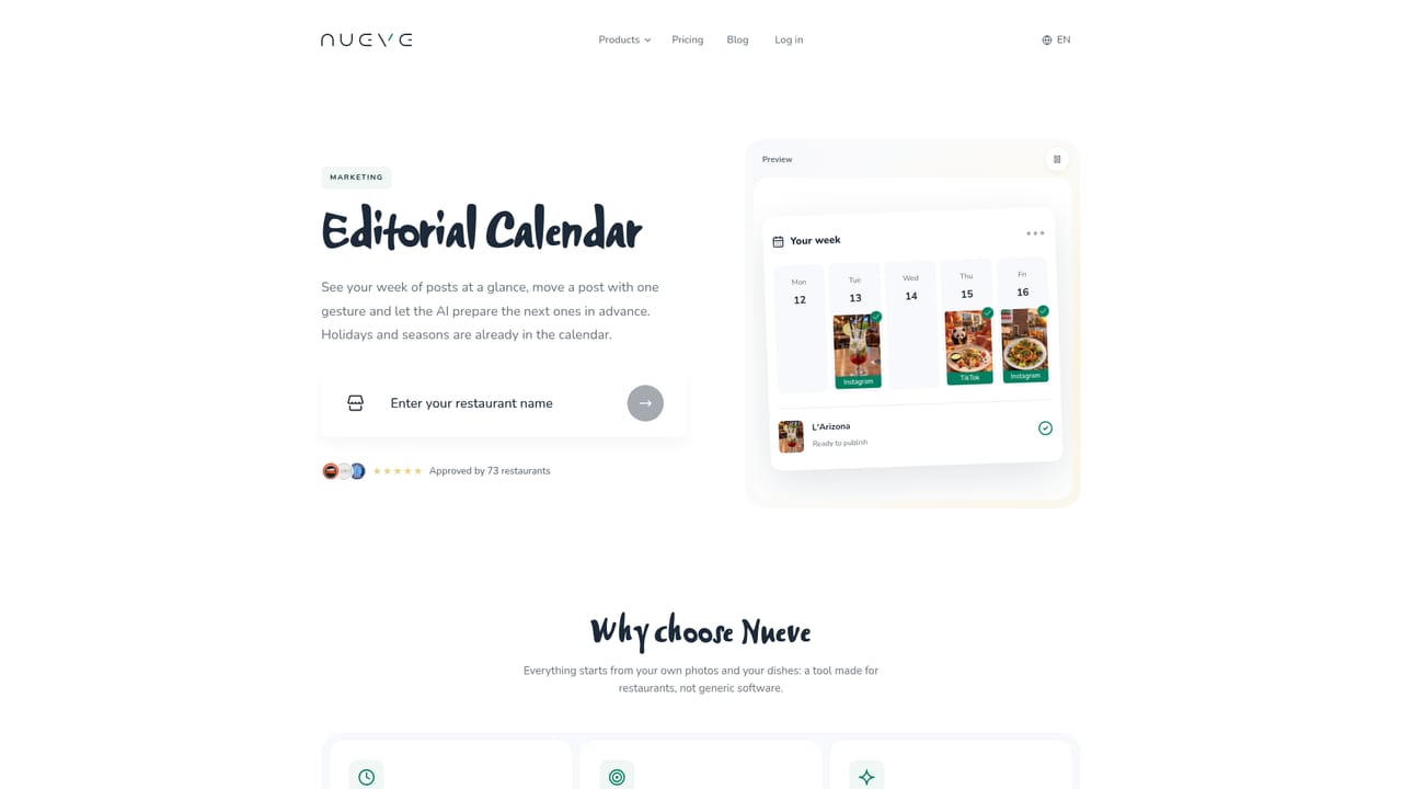 Nueve — Plan the week on the calendar
