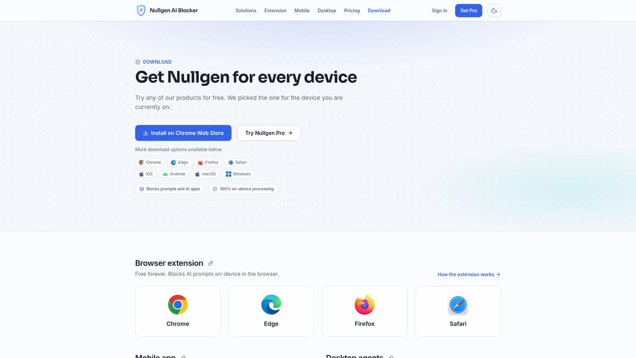 Nullgen AI Blocker — Install the free browser extension