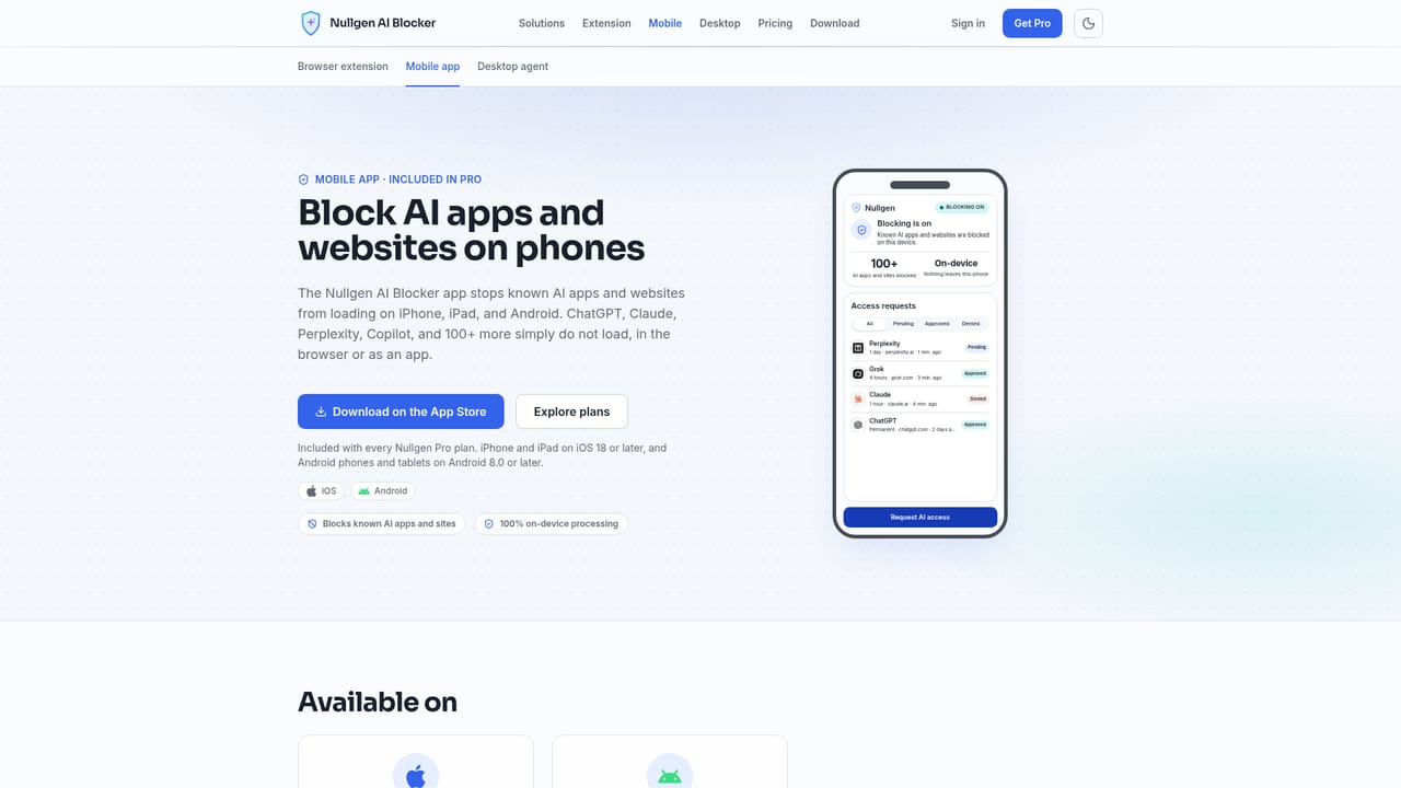 Nullgen AI Blocker — Install the mobile app