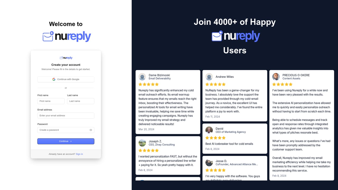 Nureply — Create the account and claim the trial