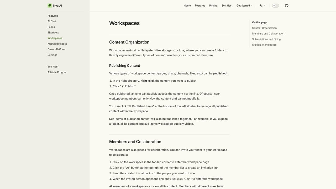 Nya AI — Create an account and open your first workspace