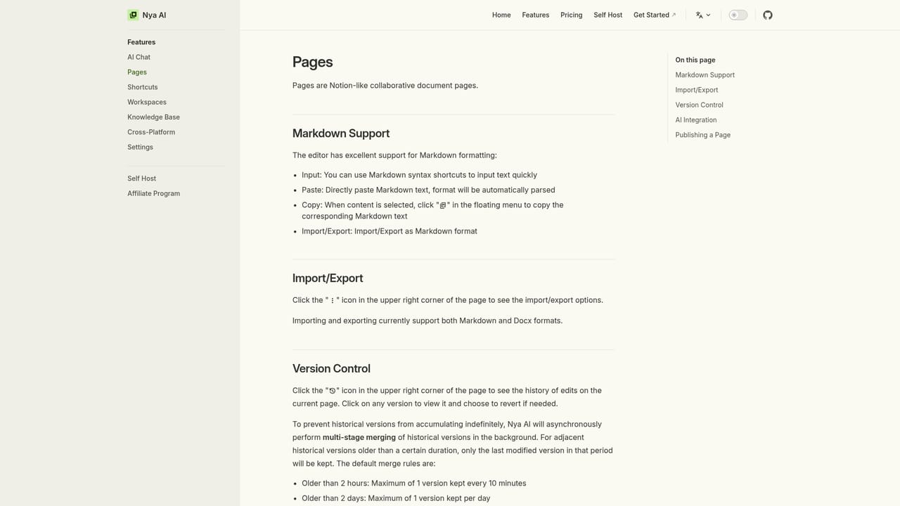 Nya AI — Draft a collaborative page