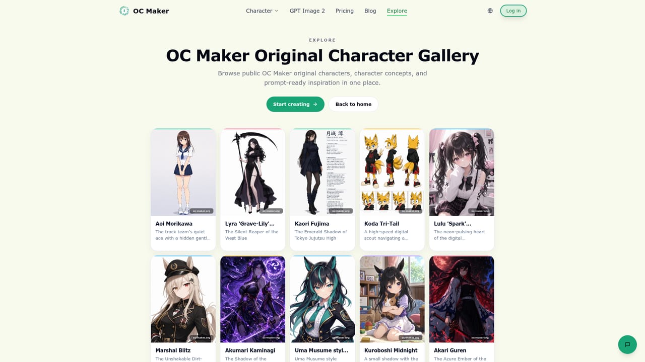 OC Maker — Browse the Explore gallery