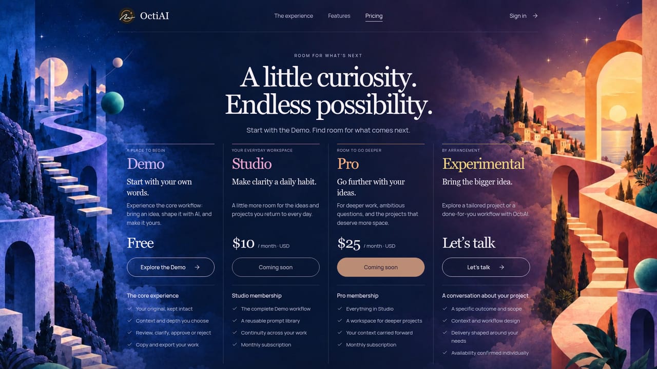 OctiAI Prompts — Compare plans before committing