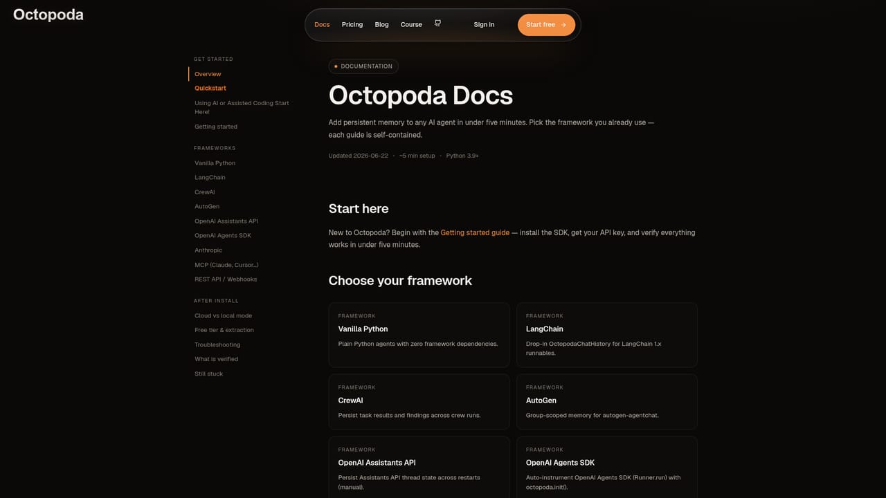 Octopoda — Connect your framework