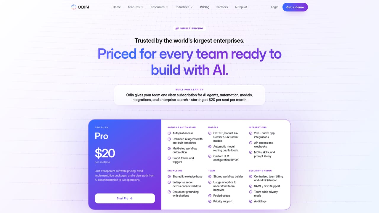 Odin — Review pricing and program options