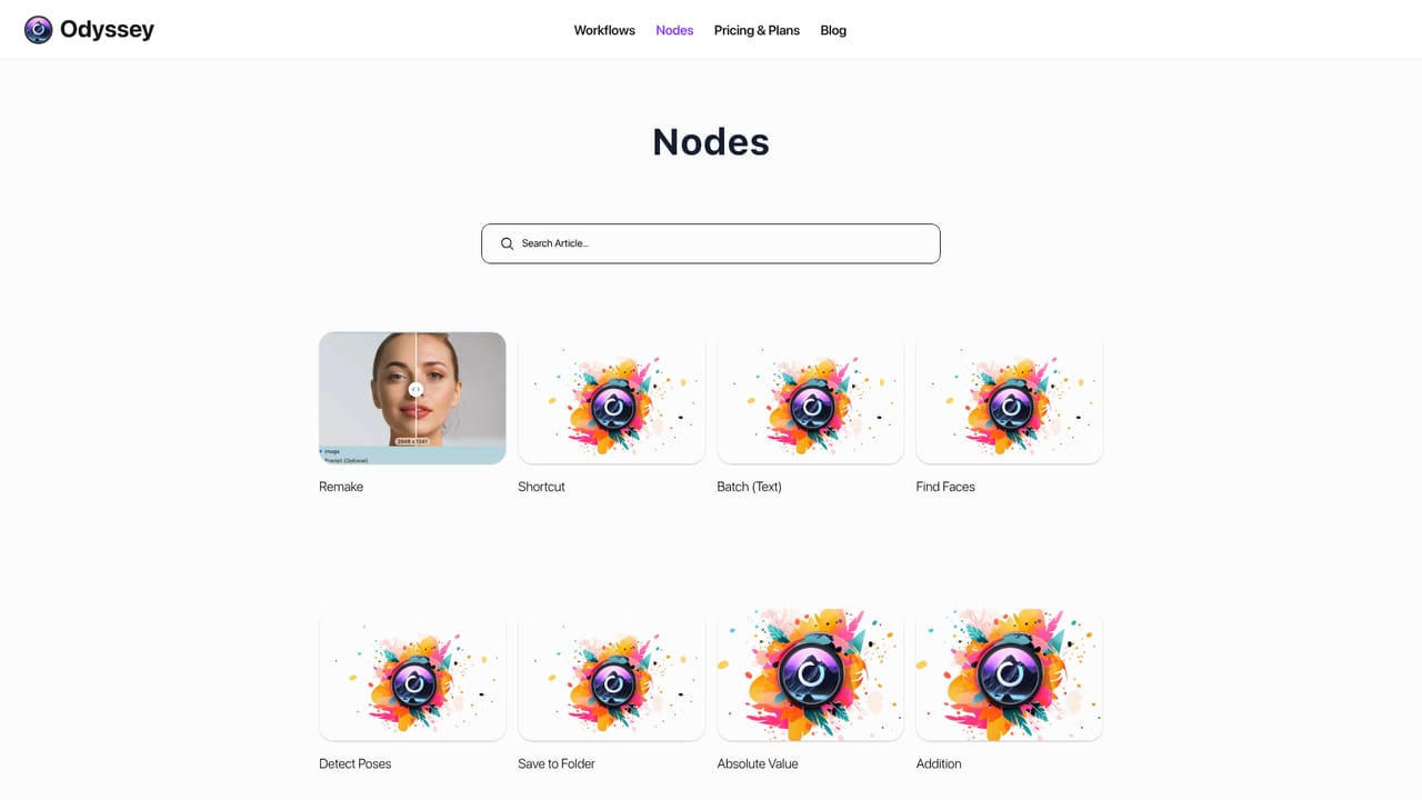 Odyssey — Add and connect nodes on the canvas