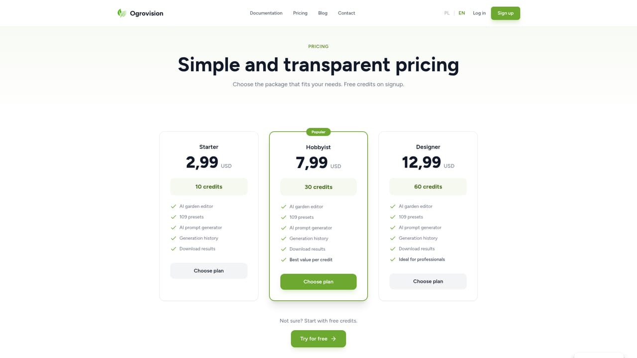 Ogrovision — Top up credits when the free ones run out