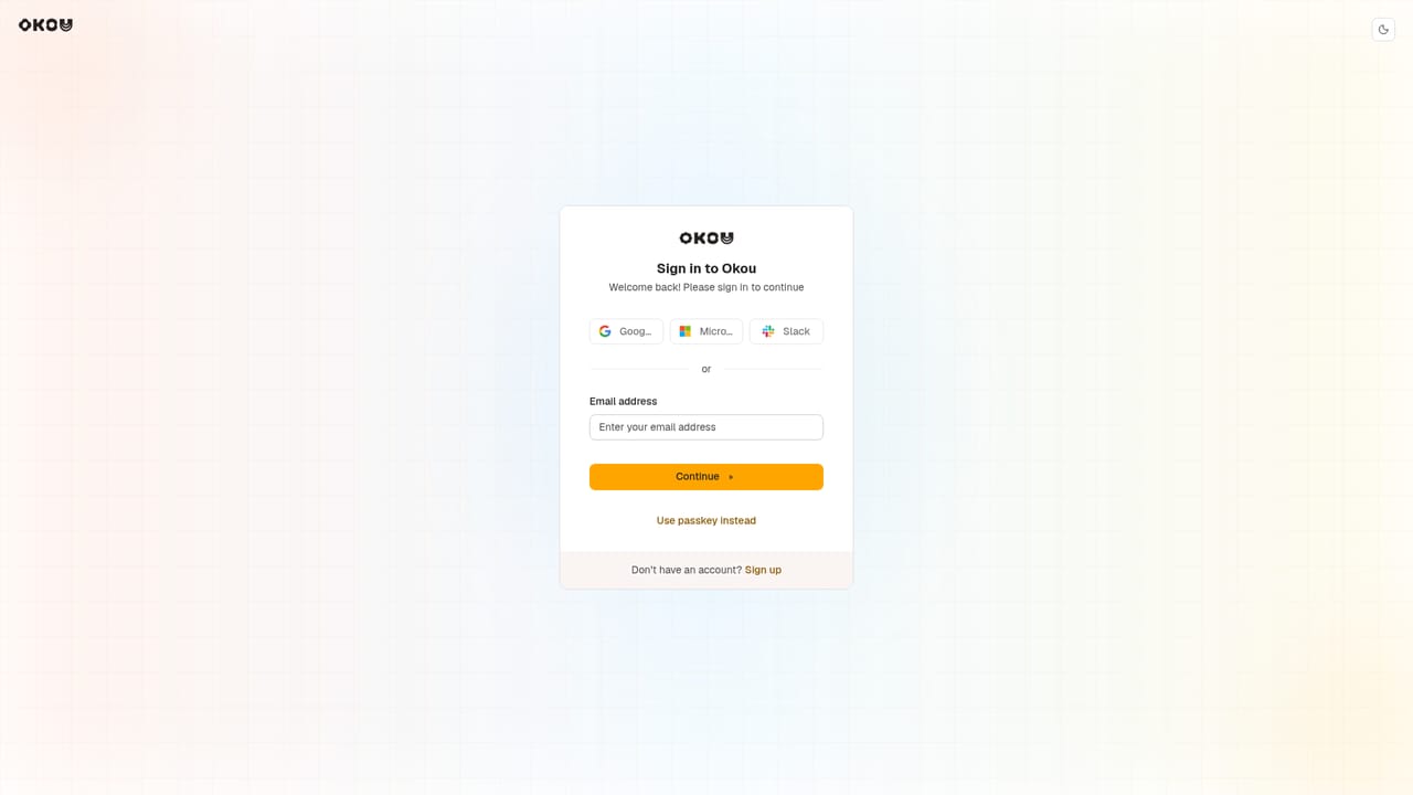 Okou — Create an account